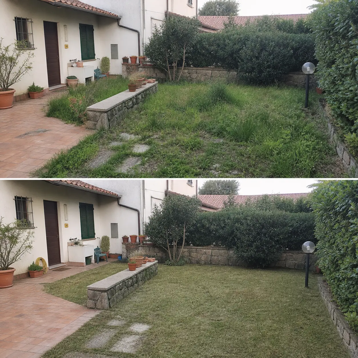Trasformazione giardino ad Avellino - prima e dopo