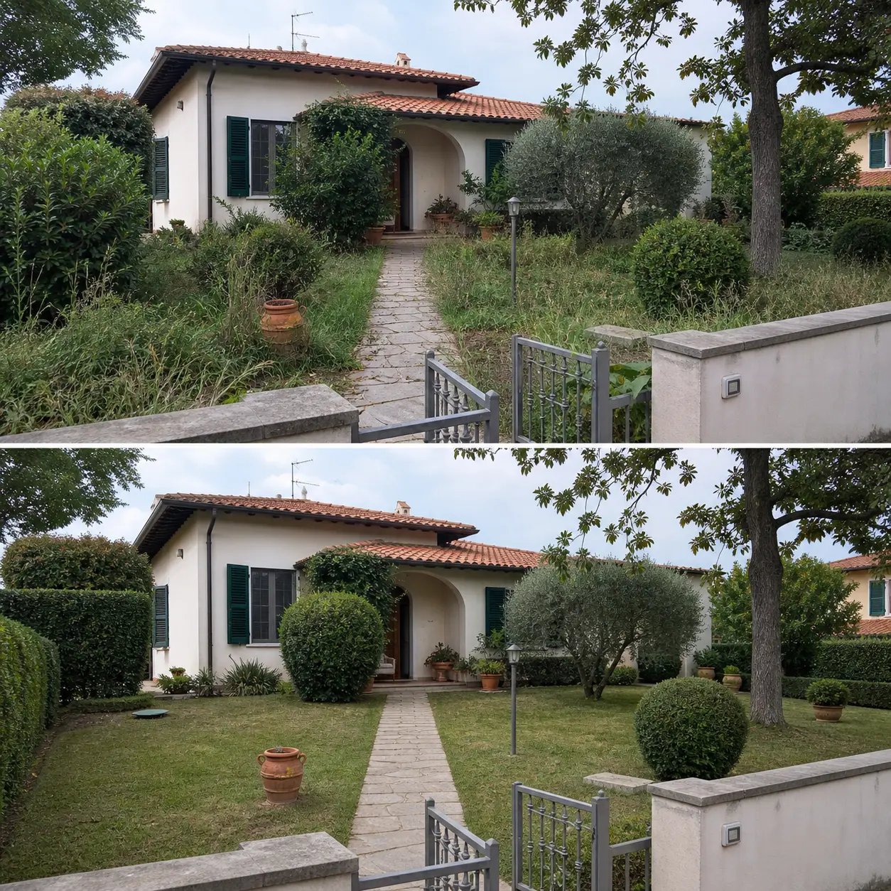 Trasformazione giardino a Mercato San Severino - prima e dopo