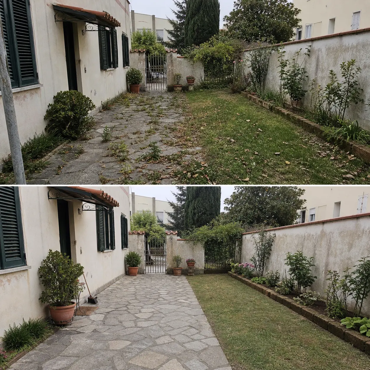 Trasformazione giardino a Solofra - prima e dopo